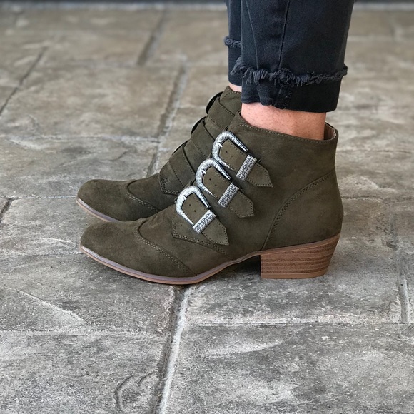 NIB Military Olive Multiple Buckle Ankle Bootie - Picture 2 of 7